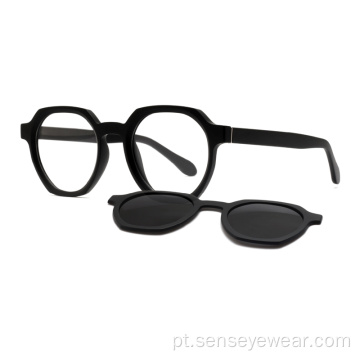 Moda TR90 Magnetic UV400 Polarized Clip em óculos de sol